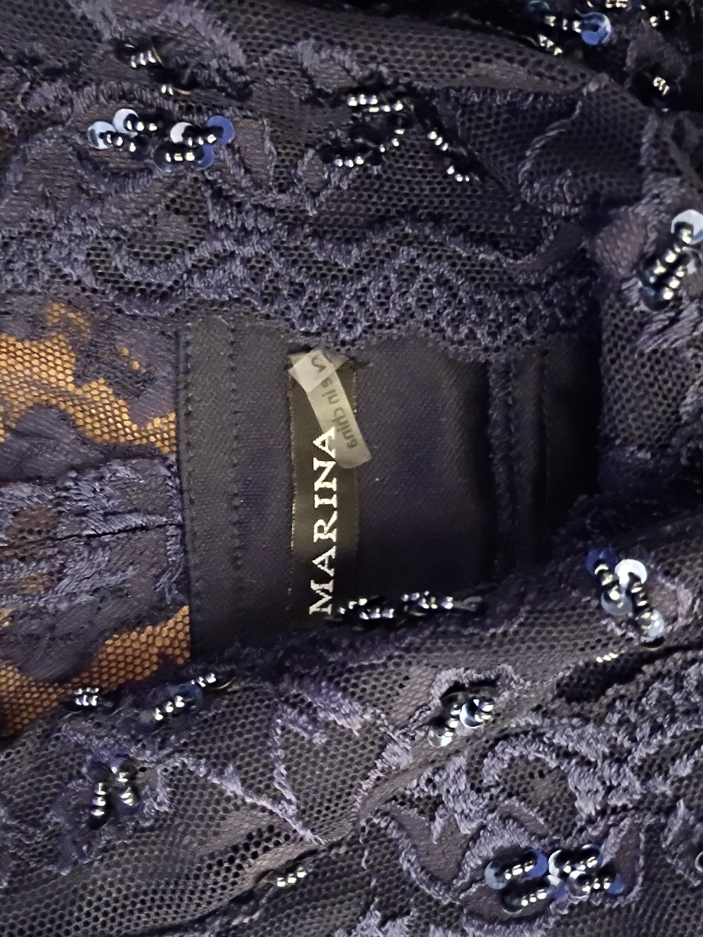 Marina Navy Lace & Sequin Dress